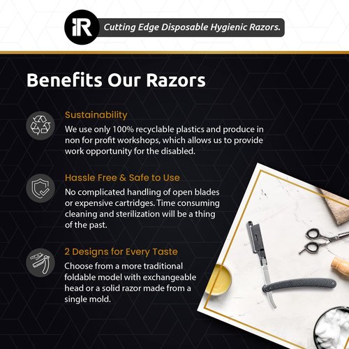 Professional Straight Razors for Men - 100 pcs. Disposable Straight Edge Razors with Stainless Steel Blade and Guard - Essential Barber Accessories for Close Shaving and Grooming by Better Barber