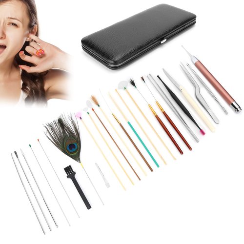 Ear Wax Tool, 23 Kinds of Tools Spiral Double‑Ended Ear Picks Comfortable Ear Wax Removal(23 Classic Black Ear Pick Sets)