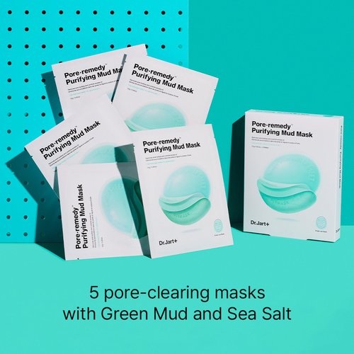 Dr.Jart+ Pore Remedy Purifying Mud Korean Face Mask | Sheet Mask | Korean Skin Care, 5 Pack