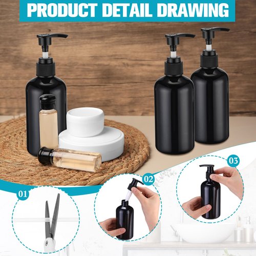 CroBlissful 24 Pcs Empty Plastic Pump Bottles 8oz Refillable Lotion Pump Bottle Containers with Black Dispenser for Shampoo, Conditioner, Face Cream, Massage Oil, Liquid Soap