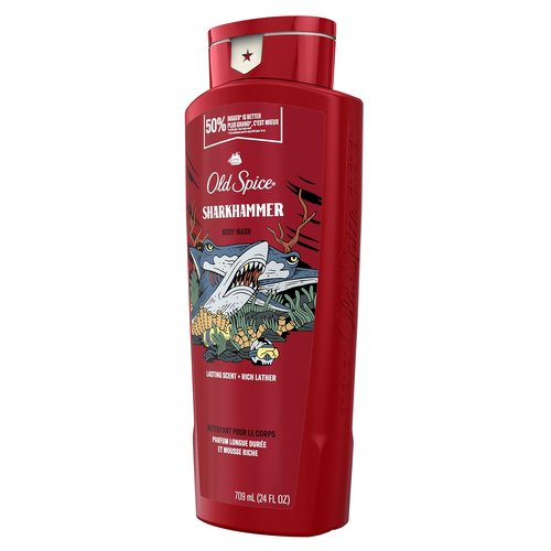Old Spice Cleansing Body Wash for Men, 3X Defense, 24/7 Shower Fresh with Lasting Scent, 2-in-1 Body & Face Wash, Sharkhammer Scent, 24 oz (Pack of 4)