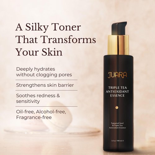 JUARA Triple Tea Hydrating Toner - Hyaluronic Acid Face Toner with Antioxidants, Oil-Free Plumping Gel for All Skin Types, 3.3 oz
