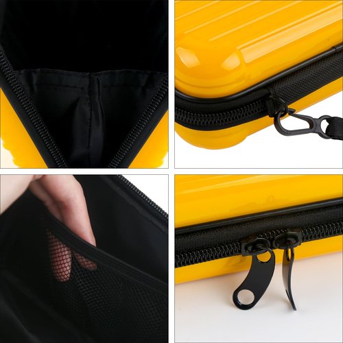 ASUNFO Yellow Hard Shell Cosmetics Case Carrying Hard Bag for Toiletry Storage Cross Body Bag with Shoulder Strap for Detachable Grip Rope and Shoulder Strap for Travel