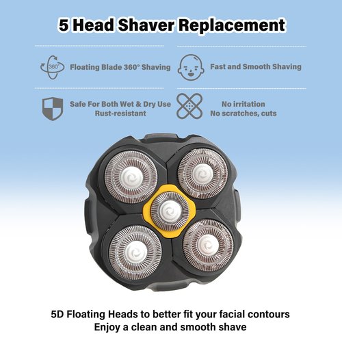 Replacement Heads Compatible with Microtouch Titanium Electric Head Shaver, Titanium Razor Replacement Blades for Micro Touch Head Shaver, Hypoallergenic Hair Clippers Blades for Bald Men - 3 Pcs
