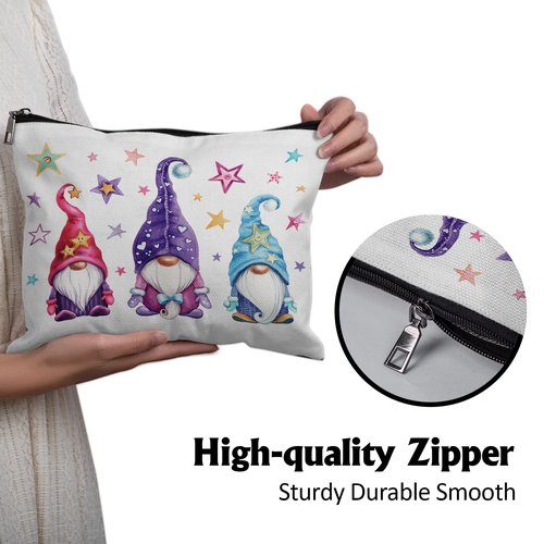 Cafl Magic Gnomes Makeup Bag Stars Cosmetic Bag for Women Large Capacity Make Up Bag Portable Travel Toiletry Pouch Accessories Organizer 10 * 8inch