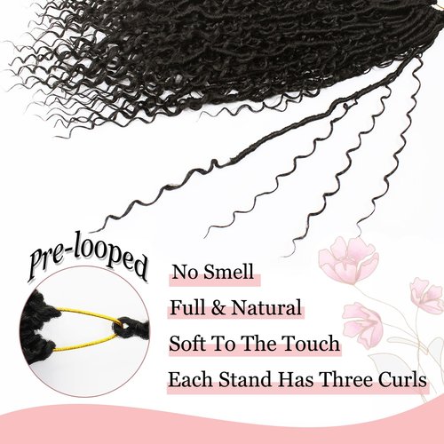 Haftaluv Boho Faux Locs Crochet Hair 9 Packs Long Goddess locs 30 Inch Boho Soft Locs With Curly Ends Pre Looped Bohemian River Loc Crochet Hair For Women (30 inch,#4)