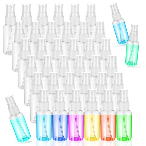 Meyeyaia 90PCS Small Travel Spray Bottle Bulk 1oz/30ml Clear Fine Mist Spray Bottles Plastic Refillable Mini Empty Bottles for Toiletries Perfume Plant Care Home Cleaning