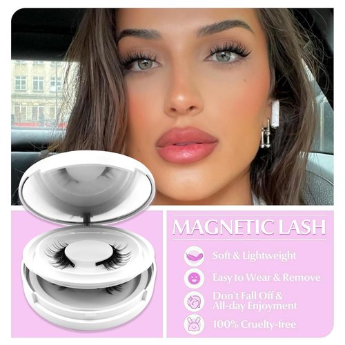 Hunnyfit Magnetic Lashes,Magnetic Eyelashes with Applicator,2025 New Reusable Magnetic Lashes Natural Look No Glue or Liner Needed(Natural+Simple+Devil)