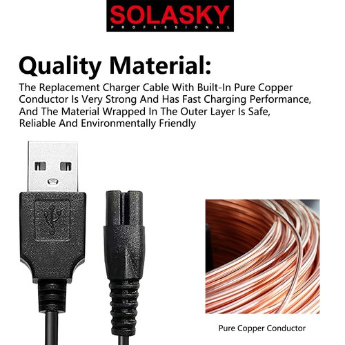 SOLASKY Universal Head Shaver, USB Charging Cable for Many Brands, Compatible with Bird Freedom Skull Shaver