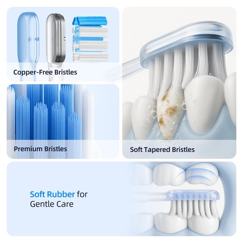 SYNHOPE Oscillating Sonic Electric Toothbrush for Adults, Rechargeable Battery & Fast Charge [Unique 60° Swing Amplitude] 3 Brush Heads with Pounch, IPX7 Waterproof & Teeth Whitening Cleaning