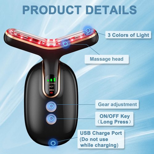 Mosnami 3 Massage Modes Face Neck Massager,3 Color Rechargeable Facial Massager,at Home Face Culpting Tool for Skin Care(Black)