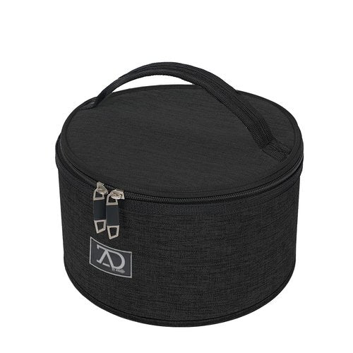 Travel Case for Wigs, Black Quilted Nylon with Interior Mirror, Zipper, & Double Stitching, Lightweight & Portable Wig Pouch by Adolfo Design