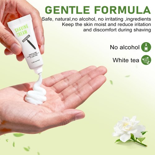 100 Shaving Cream Bulk Travel 10ml/0.35fl oz,Disposable Shaving Cream in Bulk Travel Shave Cream for Hotel Homeless,White Tea