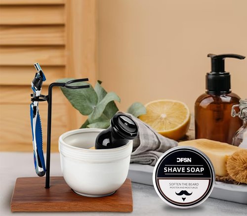 dgudgu Safety Razor Shave Kit Mens Shaving Kit For Men Black Safety Razor Stand With Shave Brush Shaving Bowl Shaving Soap Set