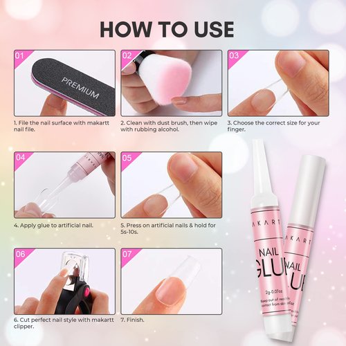 Makartt Super Strong Nail Glue: 100PCS Long Lasting Professional Adhesive for Acrylic and Press on Nails Repair, 0.07oz Supplies for DIY Salon and Home Use