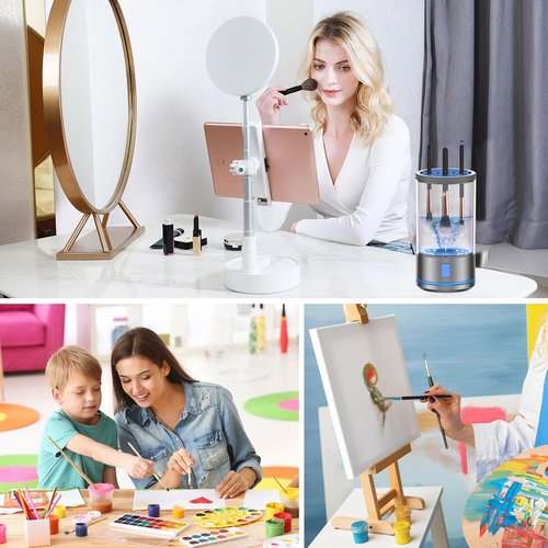 Makeup Brush Cleaner Machine, 2 in 1 Makeup Brush Cleanser & Washer, 7000 RPM High-Speed Deep Cleaning, Portable Automatic Cosmetic Brush Cleaner for All Makeup Brush and Sponge, Blue