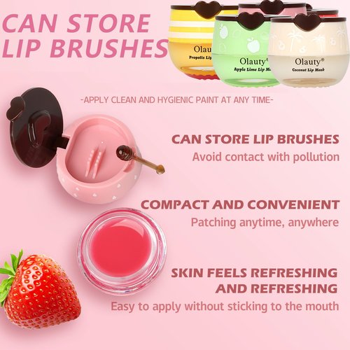 9 PCS Bee Lip Balm Lip Mask Honey Pot, Nourishing Hydrating Balm Honey Pot for Dry, Chapped & Cracked Lips with Propolis, Lip Sleeping Mask - Soften, Smooth & Reduce Lip Lines