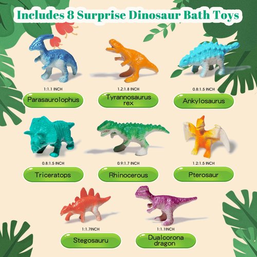 Persidra Kids Bath Bombs with Surprise Inside, XXL Large Dinosaur Bath Bombs 8pcs Bath Bomb Set with Toys Inside, Dino Toy Gifts for Kids Age 3 4 5 6 7 8 9 10 11 12
