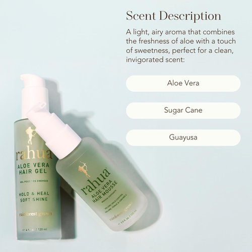 Rahua Aloe Vera Hair Mousse, Lightweight Volumizing Vegan Styling Foam for All Hair Types, Adds Texture, Lift & Shine, Alcohol Free Flexible Hold with Sugarcane & Guayusa Antioxidants, 5.5 Fl Oz