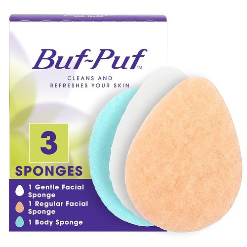 Buf-Puf Multi-Pack Exfoliating Sponges – Facial and Body Cleansing, Dermatologist Developed – 3 Pack