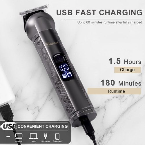 Hatteker 8-in-1 Multi-Functional Grooming Kit for Men Beard Trimmer for Men Hair Clipper Precision TrimmerNose Ear Trimmer Body Groomer Zero-Gap T-Blade, IPX7 Waterproof Cordless Trimmer Set