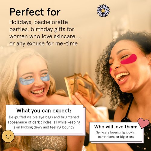 grace & stella Award Winning Under Eye Mask - Travel Essentials - Birthday Gifts for Women - Gel Eye Patches for Dark Circles, Puffy Eyes, Wrinkles, Undereye Bags - Vegan Self Care (48 Pairs, Gold)