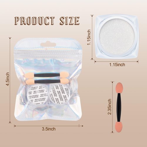 Artdone 2 Jars Chrome Nail Powder White and Gold Pearl,Iridescent Aurora Powder Metallic Mirror Effect Pigment Pearlescent Mermaid Pearl Glitter Dust Kit (White and Gold)