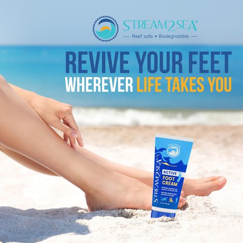 STREAM 2 SEA Active Foot Cream, Intensive Support for Active & Often Wet Feet - Softens Cracked Heels, Calluses & Dry Skin, Enriched with Neem and Tea Tree, Fast-absorbing and Non-greasy - 3 Pack