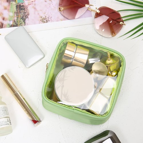 Aveniee Clear Makeup Bag, Small Pouches for Purse, Mini Cosmetic Bag for Inside Purse, Cute Organizer Bag for Travel Toiletry Lipstick-Green