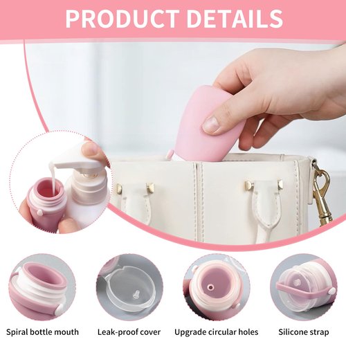 starfa lab 4 Pack 1oz Silicone Travel Bottles Leak Proof Squeeze Bottles For Toiletries Shampoo Conditioner Lotion Salad Dressing Travel Size Containers