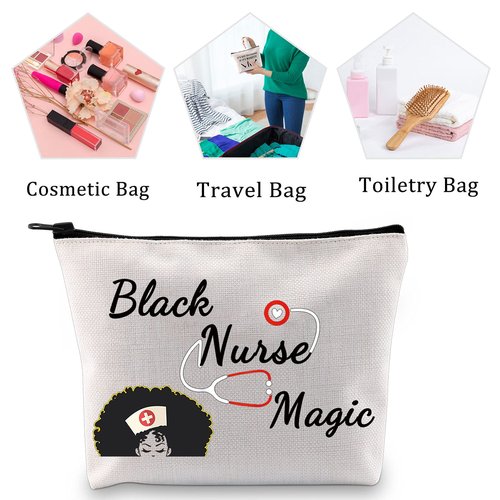 MBMSO Black Nurse Magic Bag Black Nurse Gifts Afro Nurse Gifts Nurse Makeup Bag African American Nurse Gifts (Black Nurse Magic Bag)