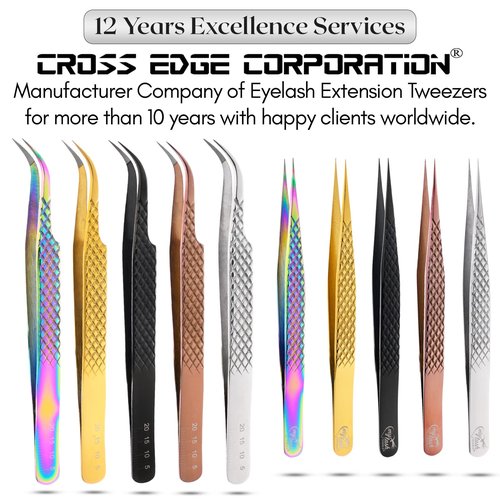 My Lash Tools - New Fiber Tip Lash Tweezers for Eyelash Extensions Tweezers SET OF 2 Mini Isolation & Microgrip Tip Curved Volume Tweezers Japanese Steel Lashing Tweezer (Silver)