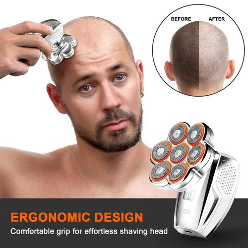 Head Shavers for Bald Men: 120min Long Time Use Rechargeable Electric Razor - Waterproof Wet Dry Shaving - Professional Grooming Kit for Balder
