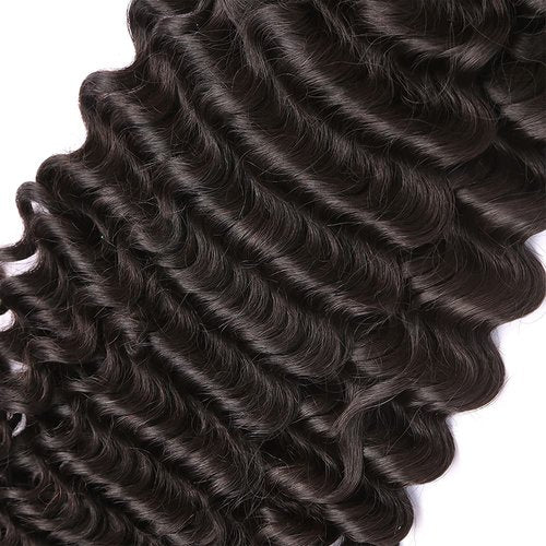 Deep Wave Bundle Natural Black Human Hair Bundle 100% Unprocessed Virgin Hair Brazilian Double Weft Extensions 16 Inch For Women