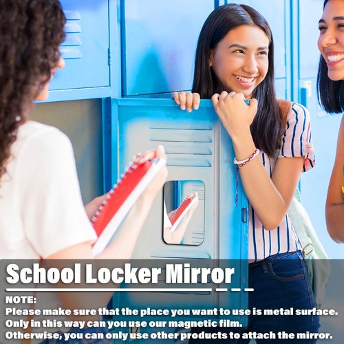 Tooackl Magnetic Locker Mirror 5.5''x7'' Small Real Glass Makeup Mirror with Magnetic Backing Cute Locker Decorations for Office Cabinet Lockers Accessories