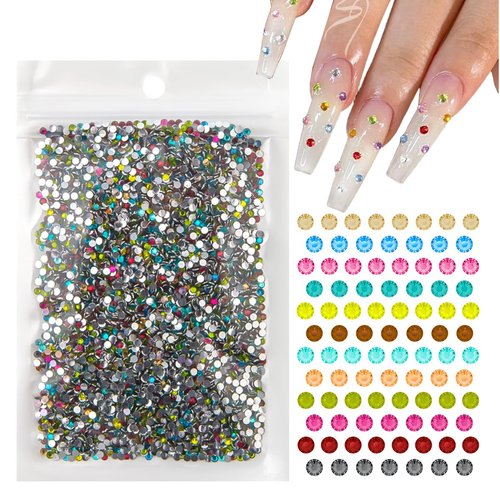 qiipii 10000Pcs 12 Color 2mm Small Crystal Resin Rhinestones for Bedazzling Crafting SS6 Tiny Flatback Stones Colorful Gems Diamonds Crystals Charms for Nails Eyes Face Makeup Tumblers Bottles Crafts
