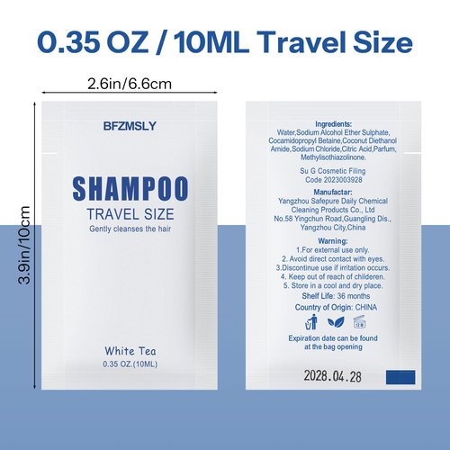 100 Set Travel Size Toiletries Set, Shampoo, Body Wash, Conditioner (0.35oz Each, 3-in-1 Toiletry Kits, White Tea Scent) – Bulk Hotel Amenities for Guests, Airbnb, Motels, Vacation Rentals