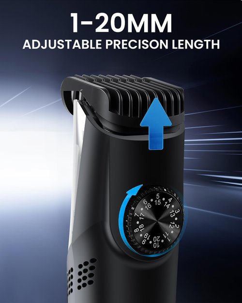 FERRISA Vacuum Beard Trimmer for Men, Rechargeable Mustache Trimmer for Men with Adjustable Length Comb, Cordless Electric Mens Beard Trimmer with Built-in Vacuum for Mustache, Sideburns