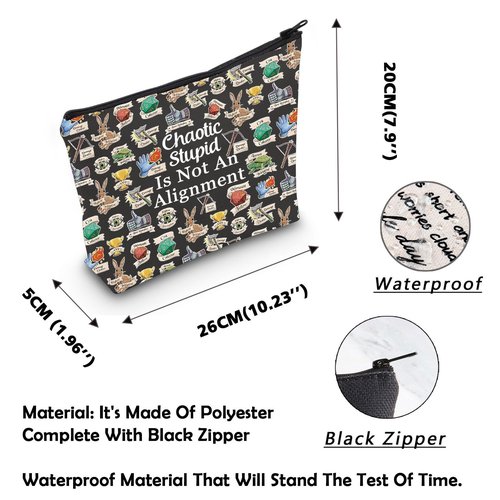 CYTING Funny RPG Cosmetic Bag Chaotic Stupid Is Not An Alignment Dice Makeup Bag D Gamer Gift