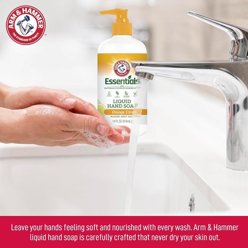 Arm & Hammer 6 Pack Liquid Hand Soap for Skin Cleaning - Cleanser for Kitchen & Bathroom with Gentle Rose Scent - Natural Hand Soap Cleanses, Softens 14 FL Oz (414ml)