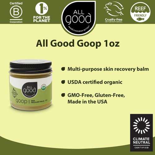 All Good Goop Organic Skin Care Recovery Balm - All Purpose Ointment w/Calendula, Lavender, Beeswax - Chafing Cream, Dry Skin Salve, Cracking Lip Moisturizer - Soothes, Hydrates & Calms - 1oz, 2-pack