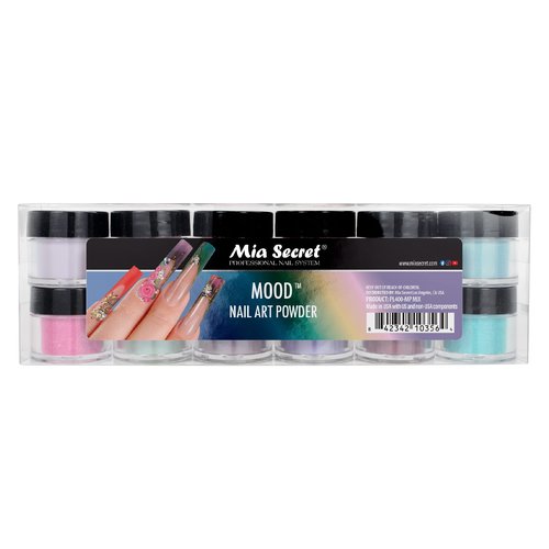 Mia Secret Color Changing Nail Powder MOOD Collection, Set of 12 colors, ¼ oz.