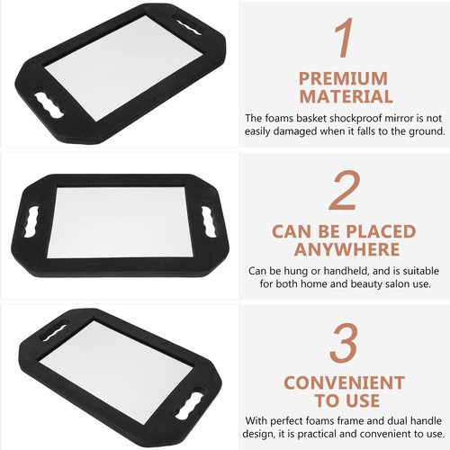 FRCOLOR 3 Pcs Hairdressing Foam Frame Rectangular Handheld Makeup Mirrors Large Salon Barber Mirrors for Home Bathroom Use