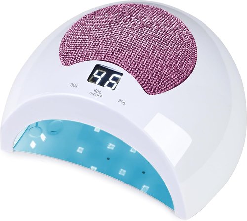 Okasiuv Rechargeable UV LED Nail Lamp with Diamond Design & Touch Control - 3 Timer Settings, Fast Curing for All Gel Polishes, Portable UV Nail Dryer for Professional Salon & Home (Pink)