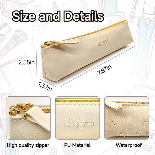 Aspamms 3PCS Small Makeup Bag for Purse, Mini Portable Cosmetic Bags for Women, Coin Purse Lipstick Cosmetic Accessories Leather Organizer, Small Travel Kit Storage Pouch