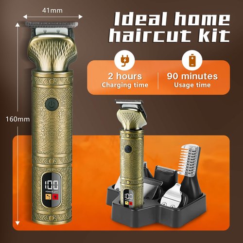 VNTGSHAVER Mens Cordless Hair Clippers, Barber Professional Clippers for Hair Cutting, Metal Body Electric Beard Trimmer for Men,Smart Charge Technology for Convenient at Home Haircutting