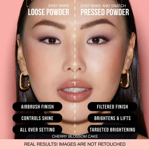 Huda Beauty Mini Easy Bake Loose Baking & Setting Powder - Cherry Blossom Cake (fair to medium with true pink undertones) 0.21 oz / 6 g