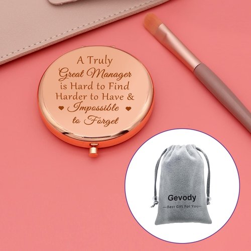 Gevody Best Manager Appreciation Gifts Compact Makeup Mirror Manager Leaving Gift Supervisor Gift for Women Leader Boss Coworker Friend Birthday Present Retirement Goodbye Going Away Personal Mirror