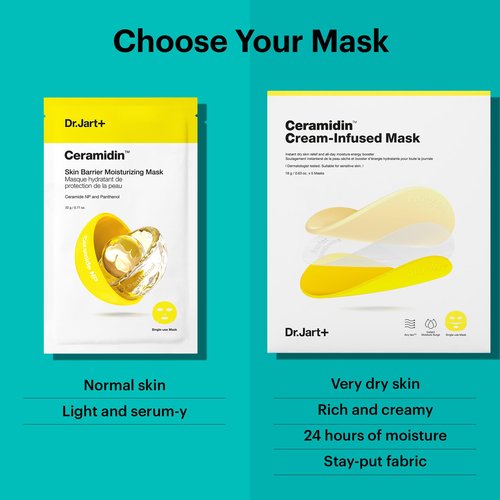 Dr.Jart+ Ceramidin Skin Barrier Moisturizing Korean Face Mask | Sheet Mask | Korean Skin Care, 5 Pack