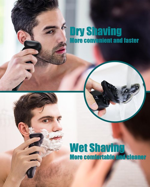 Electric Razor for Men - Rechargeable Electric Shaver for Men, Waterproof Wet Dry Cordless Razor with Nose Hair Trimmer and Sideburns Trimmer